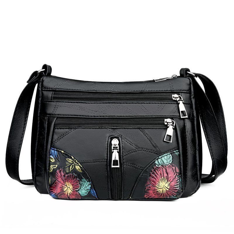 New soft and textured women's bag fashionable and atmospheric versatile shoulder bag crossbody bag large capacity Black