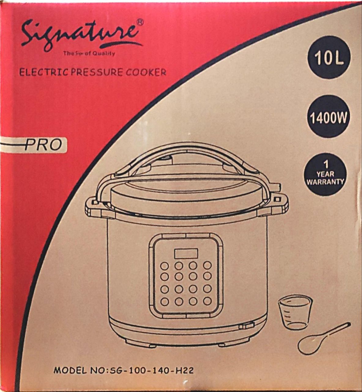 Signature 10L Smart Electric Pressure Cooker And Rice Cooker With non stick inner pot 10L Electric pressure cooker 1400W