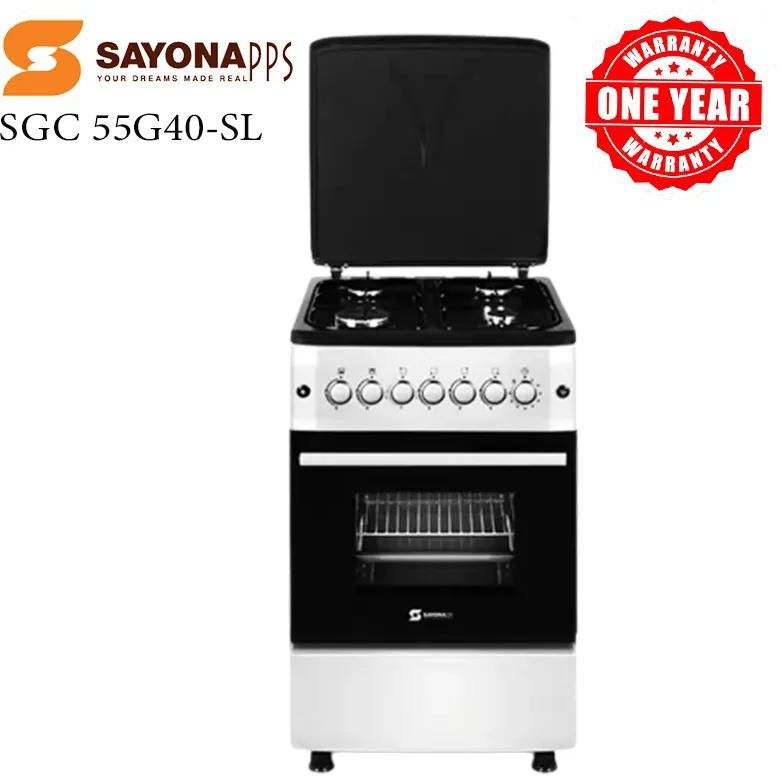Sayona 4 Gas Standing Cooker With Rotisserie gas Oven 50*55*84cm,4 Gas Burners with rotissele oven Sayona 50×55 4 Gas plate/ Full Gas Standing Cooker with gas oven SGC55G40