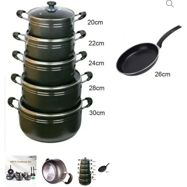 TC 14Pcs Non-stick cookware set Heavy Cooking pots Sufuria Set 14 Pcs TC Cookware Cooking Pots Sufuria