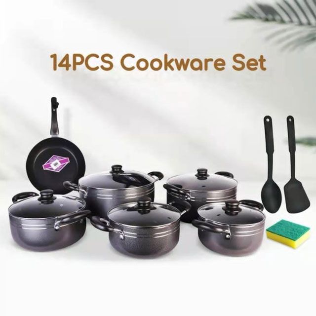 TC 14Pcs Non-stick cookware set Heavy Cooking pots Sufuria Set 14 Pcs TC Cookware Cooking Pots Sufuria