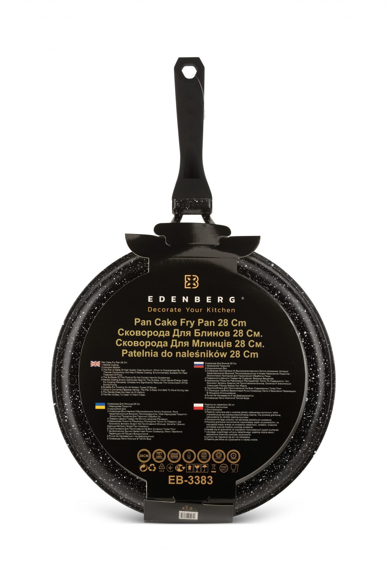 Edenberg crepe pan 28CM Suitable for all types of cookers including induction cookers ceramic-marble coat, non-stick, PFOA free