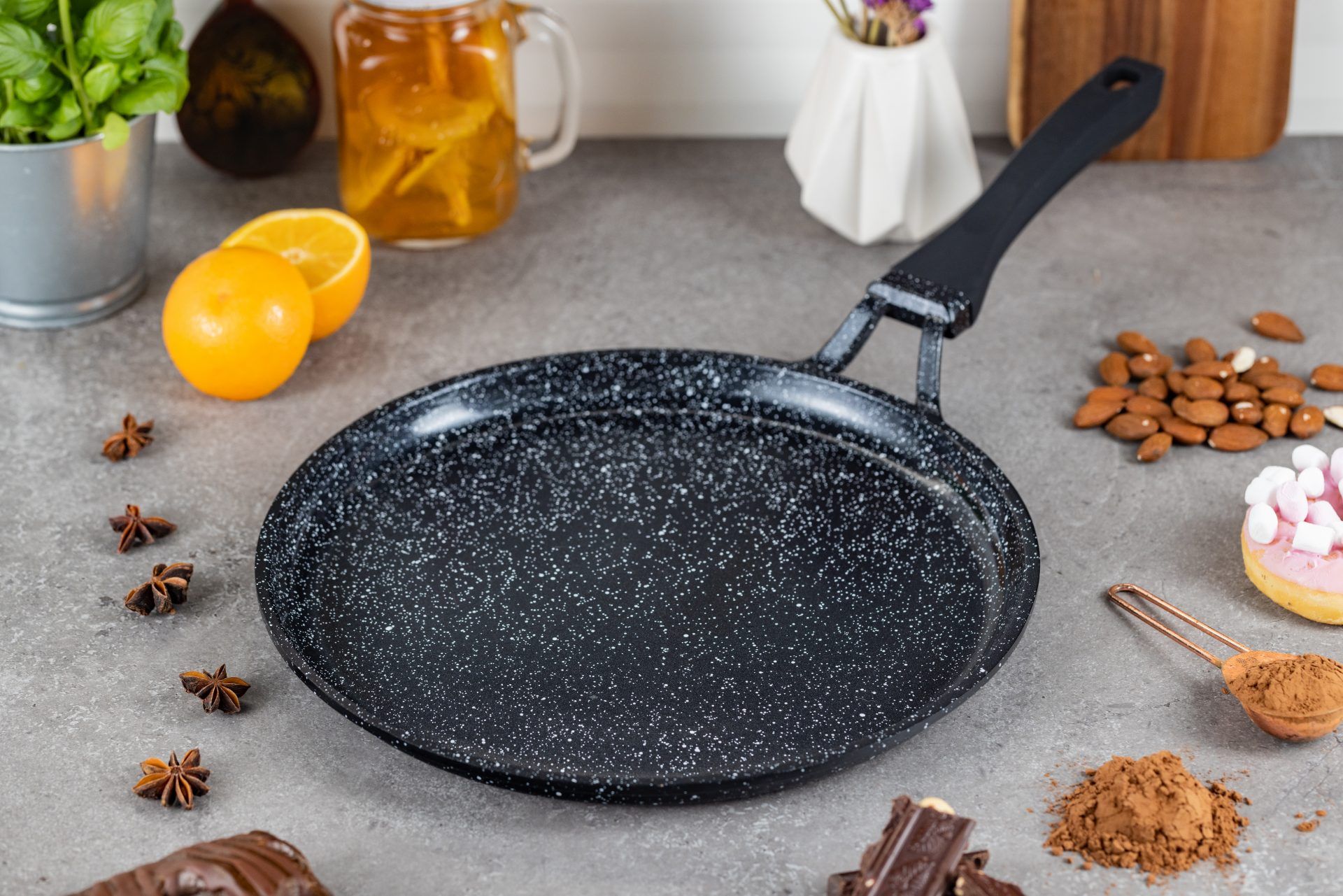 Edenberg crepe pan 28CM Suitable for all types of cookers including induction cookers ceramic-marble coat, non-stick, PFOA free