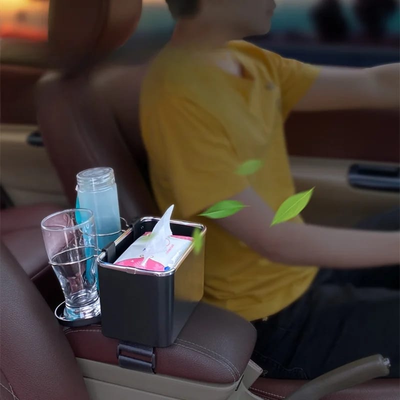 Multi-function Car Storage Box with Drink Holder Armrest Organizers Home Tissue Paper Case Car Interior Stowing Tidying  bin