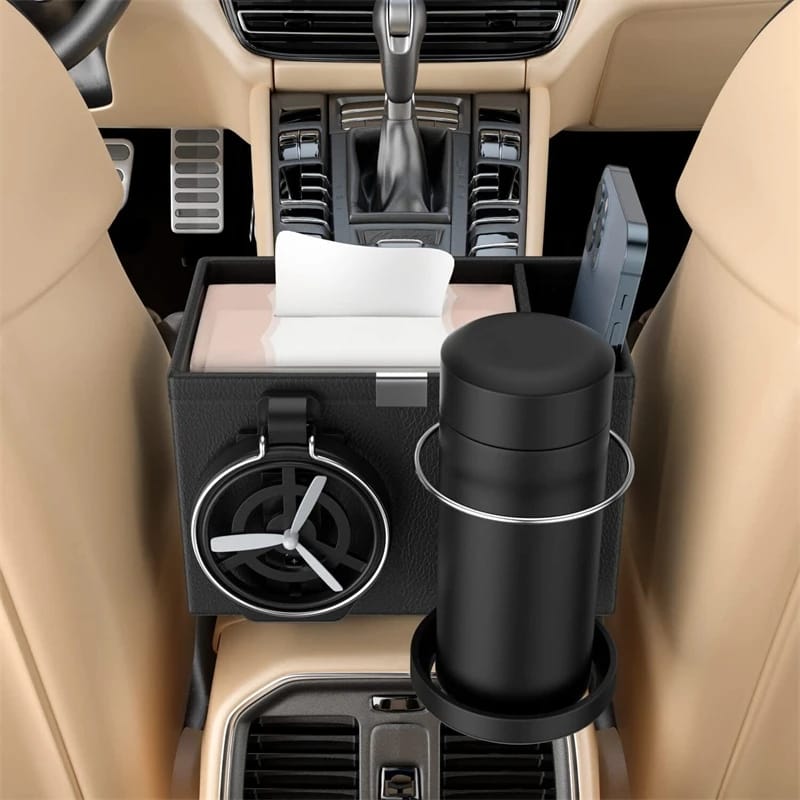Multi-function Car Storage Box with Drink Holder Armrest Organizers Home Tissue Paper Case Car Interior Stowing Tidying  bin