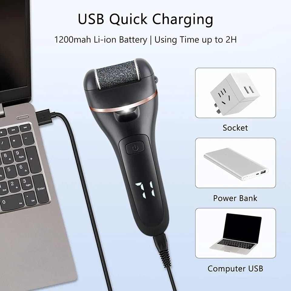 lus Remover for Feet, Rechargeable Pedicure Tools Foot Care Feet File, 13 in 1 Callous Remover Kit for Remove Cracked Heels and Dead Skin, with 3 Roller Heads 2 Speed, Battery Display