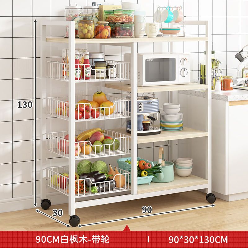 Multifunctional Strong Metallic kitchen Rack with movable and lockable wheels .