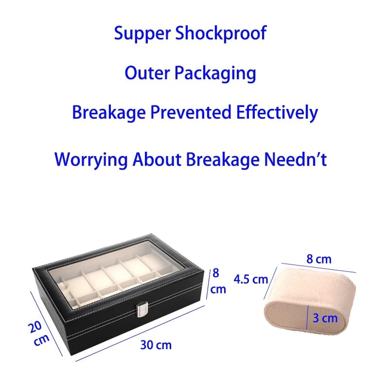 12 Slots Leather Watch Case Storage Box New Mens Watch Holder Watch Box Organizer Fashion Watch Display