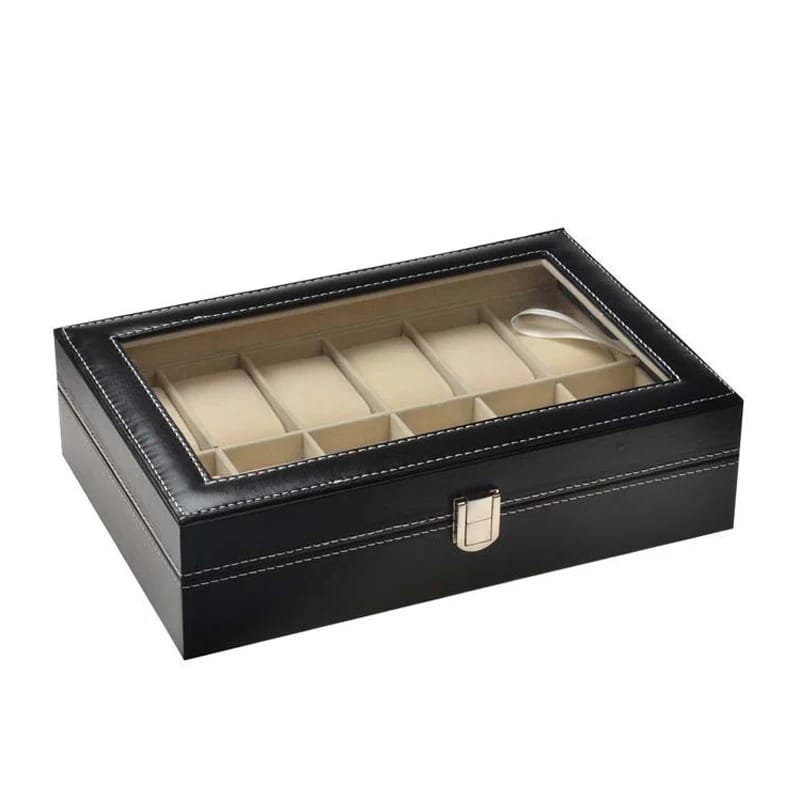 12 Slots Leather Watch Case Storage Box New Mens Watch Holder Watch Box Organizer Fashion Watch Display