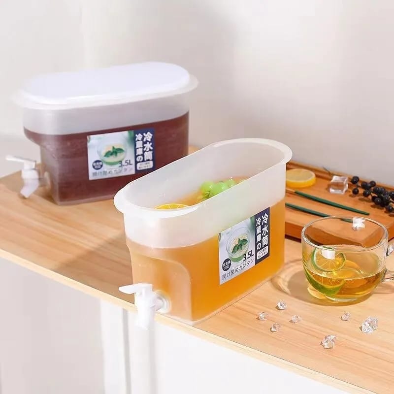 3.5L Large Capacity Curling Bottle With Faucet For Fruit Brewing Tea Bottle Refrigerator For Cold Drinks Essential For Summer