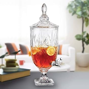 Thick clear glass 3L juice dispenser