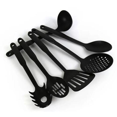 6 Pcs Black Cooking Utensils Set Heat-Resistant Silicone Non-Stick Spatula Spoon Sets