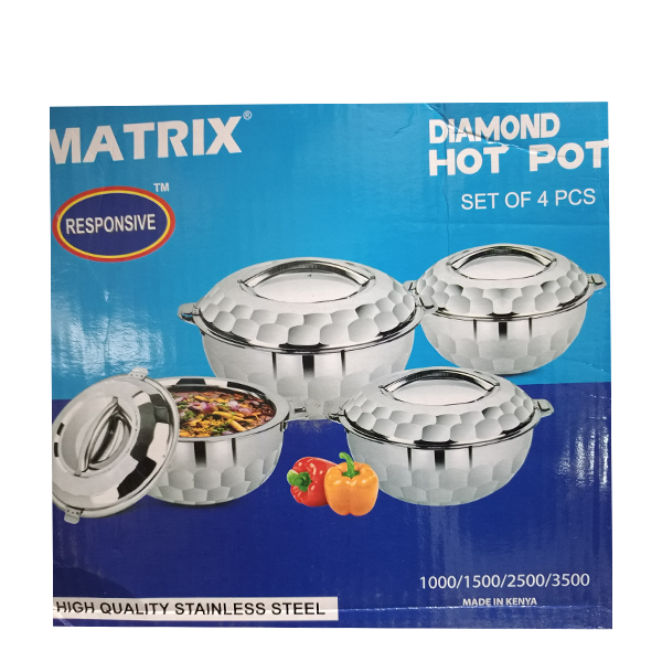 4PCS STAINLESS STEEL MATRIX  HOT POT Kitchen Dining room appliances Cookware Hotpots Silver  HOTPOTS