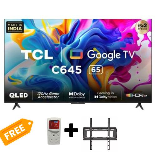 TCL 65C645 65 Inch QLED 4K Ultra HD Google TV With Dolby Vision & Dolby Atmos (2023)+Free TV Guard + Wall Mount