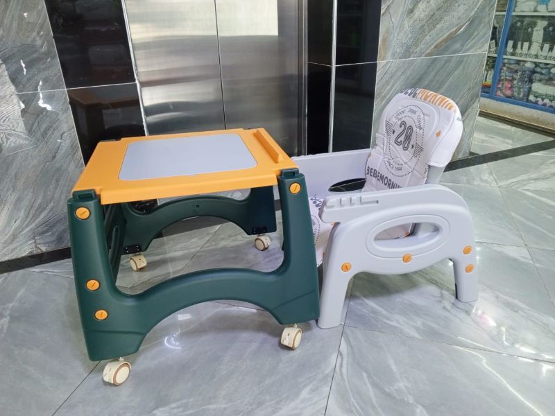 3 in 1 Multifunction Height Adjustable Dining Eating Baby High Feeding Chair With Wheel Cushion Table Plate