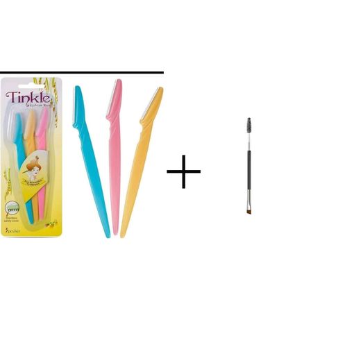 Tinkle Eyebrow Shaper Razor(3pcs)+2IN1 Angled Eyebrow Brush/Spoolie