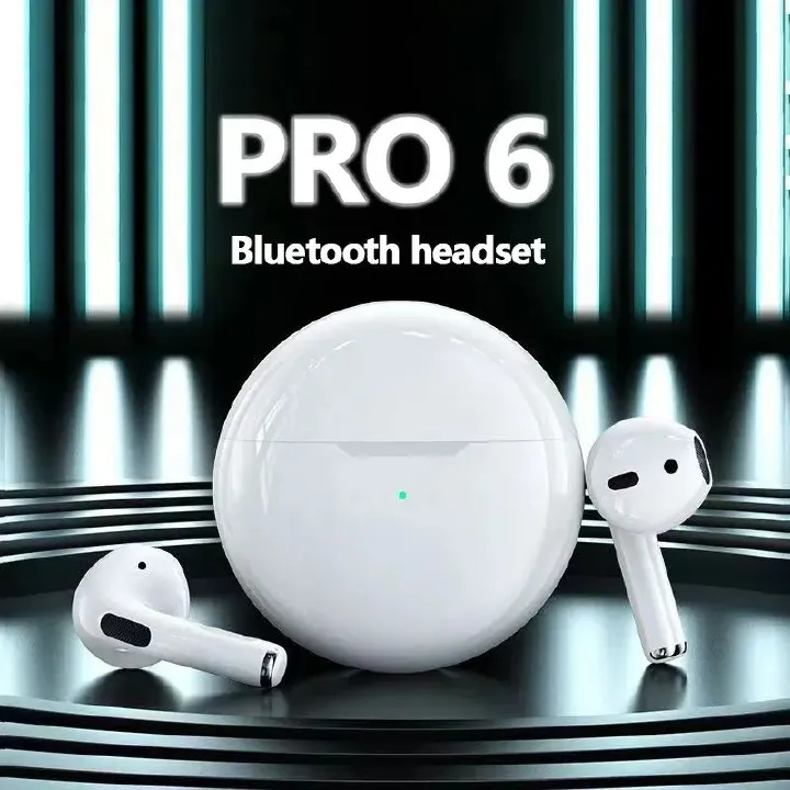 PRO 6 Wireless Bluetooth  Earphones 5.0 Bluetooth Protocol Earplug Type Strong Endurance Gaming Competitive Headphones TWS Running