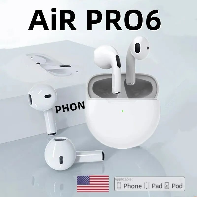 PRO 6 Wireless Bluetooth  Earphones 5.0 Bluetooth Protocol Earplug Type Strong Endurance Gaming Competitive Headphones TWS Running