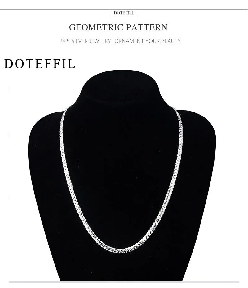 60cm Silver Color Luxury Brand Design Noble 6mm Necklace Chain For Woman Men Fashion Wedding Engagement Jewelry