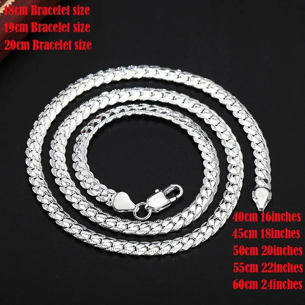 60cm Silver Color Luxury Brand Design Noble 6mm Necklace Chain For Woman Men Fashion Wedding Engagement Jewelry
