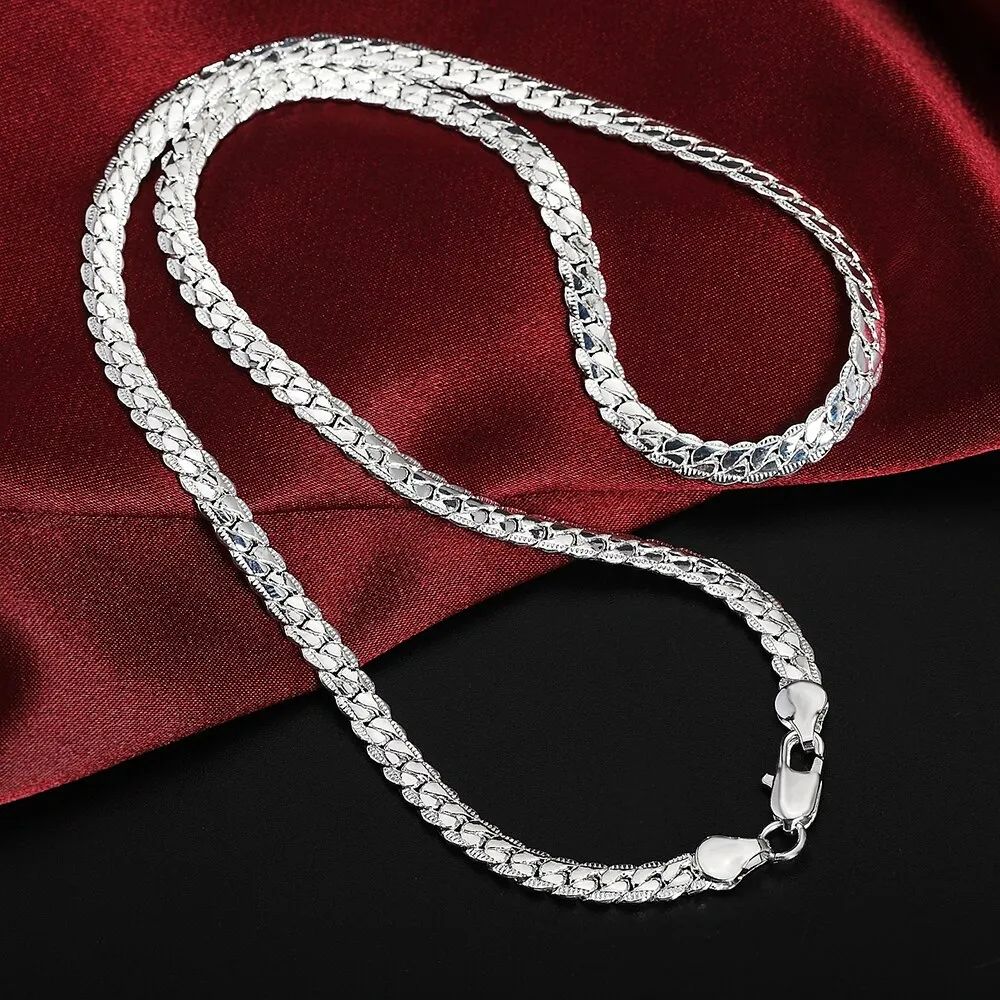 60cm Silver Color Luxury Brand Design Noble 6mm Necklace Chain For Woman Men Fashion Wedding Engagement Jewelry