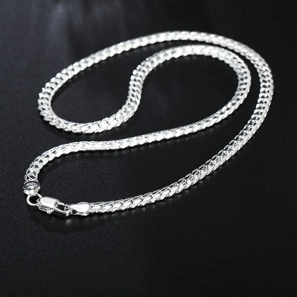 60cm Silver Color Luxury Brand Design Noble 6mm Necklace Chain For Woman Men Fashion Wedding Engagement Jewelry