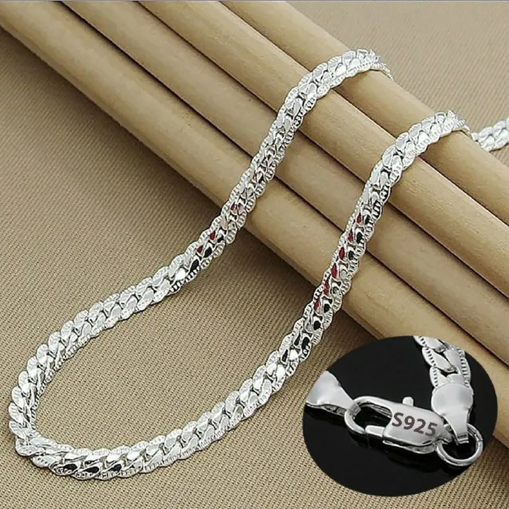 60cm Silver Color Luxury Brand Design Noble 6mm Necklace Chain For Woman Men Fashion Wedding Engagement Jewelry