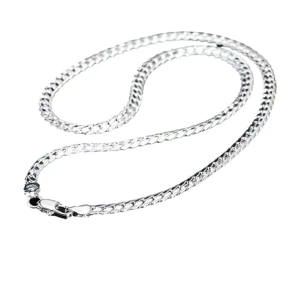 60cm Silver Color Luxury Brand Design Noble 6mm Necklace Chain For Woman Men Fashion Wedding Engagement Jewelry