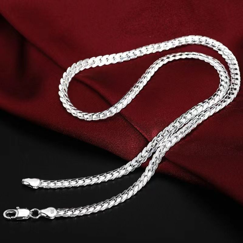 60cm Silver Color Luxury Brand Design Noble 6mm Necklace Chain For Woman Men Fashion Wedding Engagement Jewelry