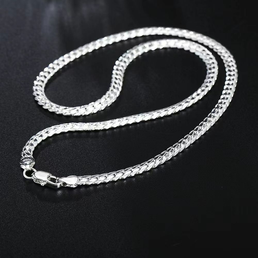 60cm Silver Color Luxury Brand Design Noble 6mm Necklace Chain For Woman Men Fashion Wedding Engagement Jewelry