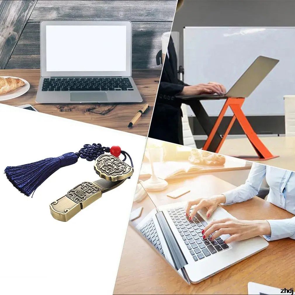 USB Flash drive Metal  32G 64G Drive Storage Memory Disk Simple Style for Computer PC Tablet With Chinese Knot