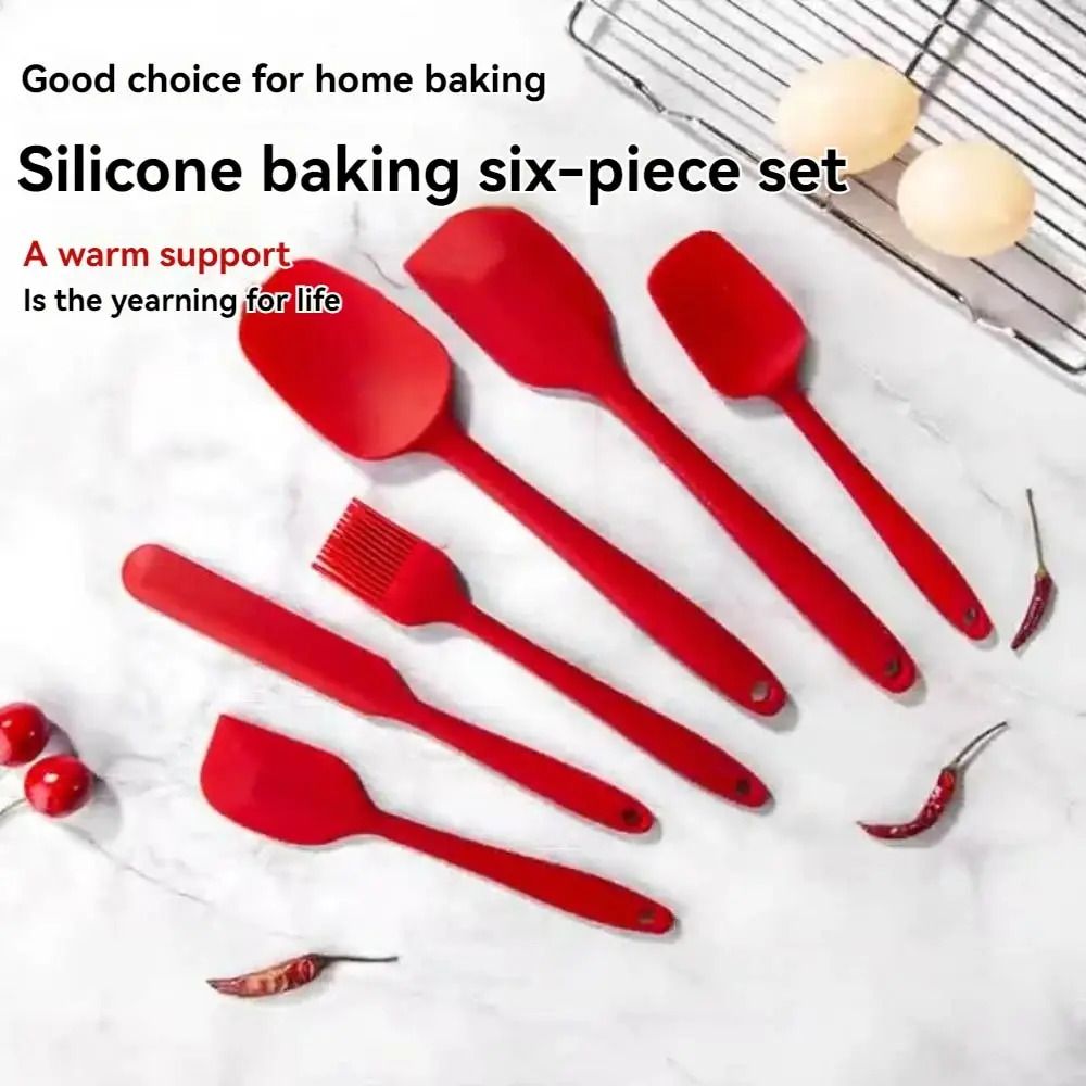 6pcs Kitchen Bakehouse Cream Spatula Bbq Brush Set Silicone Kitchenware Cake Spatula Baking Set Tools