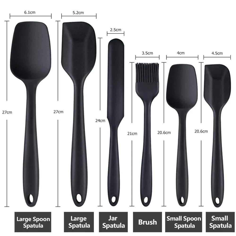 6pcs Kitchen Bakehouse Cream Spatula Bbq Brush Set Silicone Kitchenware Cake Spatula Baking Set Tools