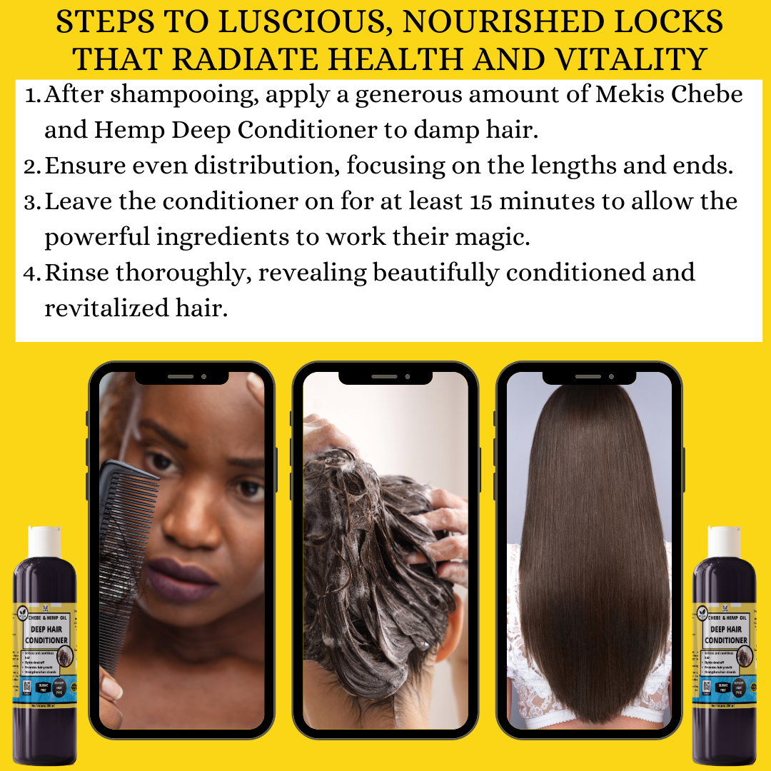 Chebe & Hemp Deep Hair Conditioner - 250ml ,Rinse Out,Promotes hair growth, Softens and conditions hair and  Fights dandruff