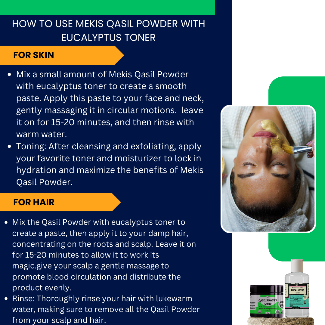 Qasil Powder and Eucalyptus Toner - Gentle Exfoliation,Balancing Oil production,Fade Blemishes,Boost Radiance.Tighten Pores