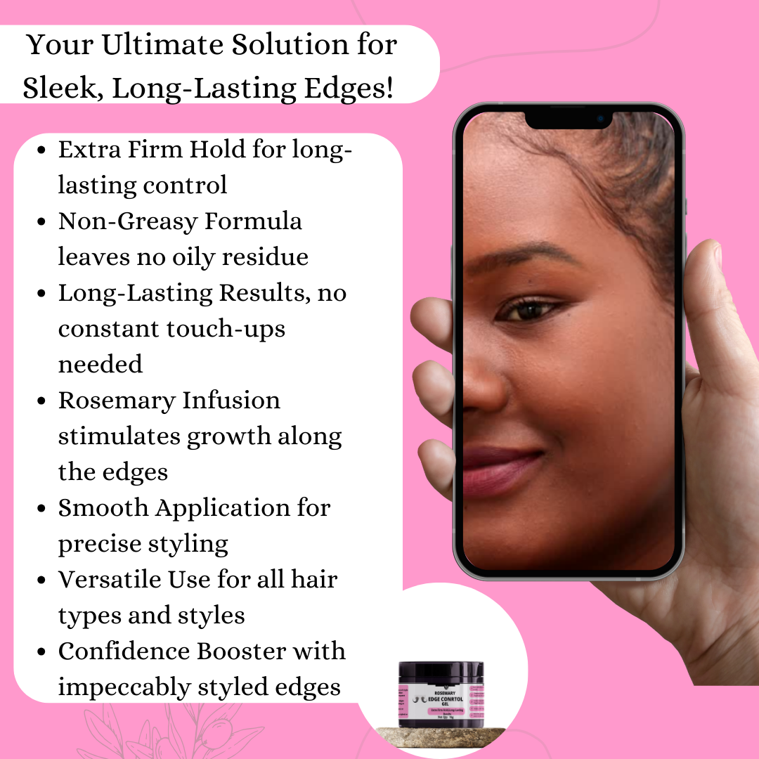 Edge Control Gel With Rosemary- 75g,Extra Firm Hold, Non-Greasy Formula, Long-Lasting Stimulates growth along the edge