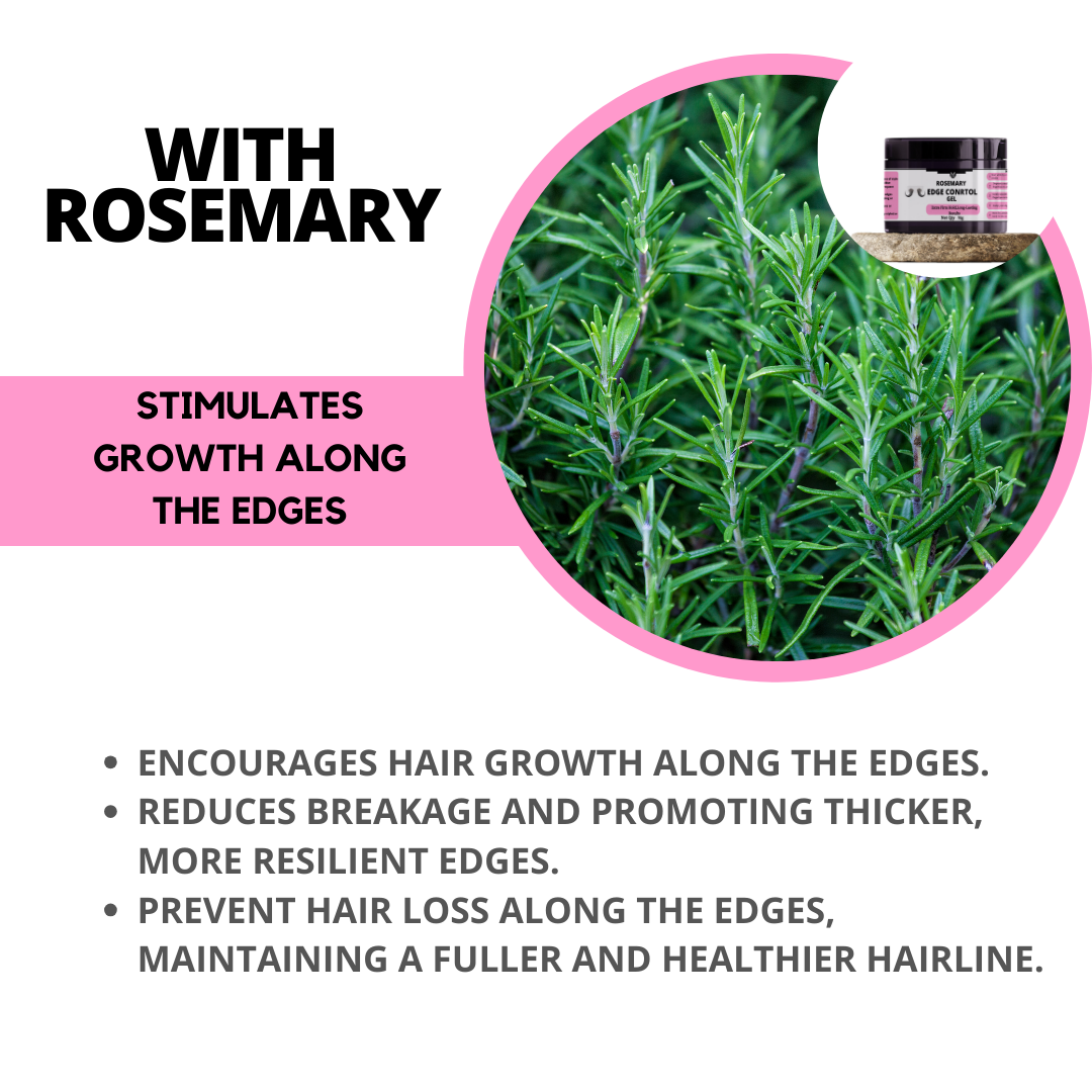 Edge Control Gel With Rosemary- 75g,Extra Firm Hold, Non-Greasy Formula, Long-Lasting Stimulates growth along the edge