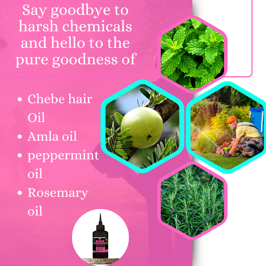 Chebe,Amla,Rosemary & Peppermint Oils  Hair Oil - 4 in 1,Hair Growth Miracle, Combat Hair Loss, Dandruff Defiance ,Intense Hydration, Split End Savior