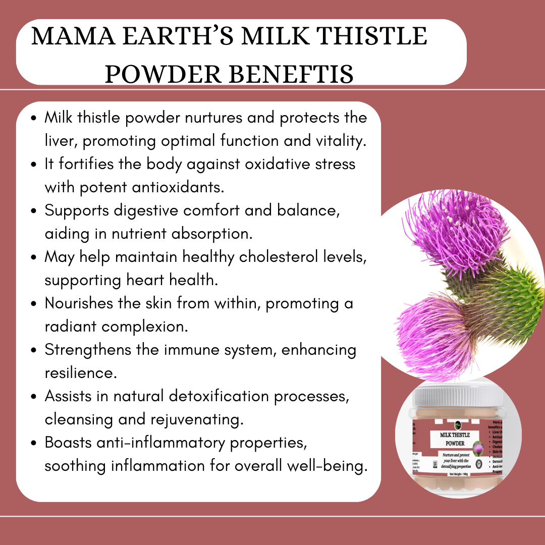 Milk Thistle Powder - Liver Health Support ,Cholesterol Management ,Immune System Boost&  Detoxification Aid