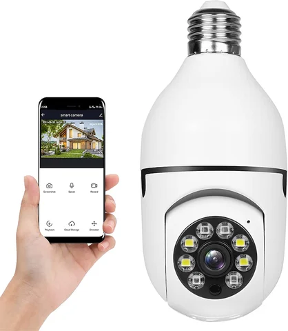 CCTV WIFI CAMERA BULB EASY INSTALLATION MOBILE APP CONTROL CAMERA  360° PANORAMIC BULB CCTV WiFi IP PTZ PAN & TILT ROTATING CAMERA 360° PANORAMIC BULB CCTV WiFi AP HOTSPOT CAMERA WITH LED MOTION SENSO