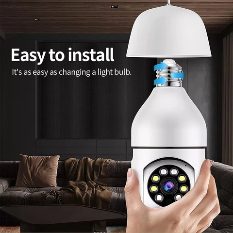 CCTV WIFI CAMERA BULB EASY INSTALLATION MOBILE APP CONTROL CAMERA  360° PANORAMIC BULB CCTV WiFi IP PTZ PAN & TILT ROTATING CAMERA 360° PANORAMIC BULB CCTV WiFi AP HOTSPOT CAMERA WITH LED MOTION SENSO