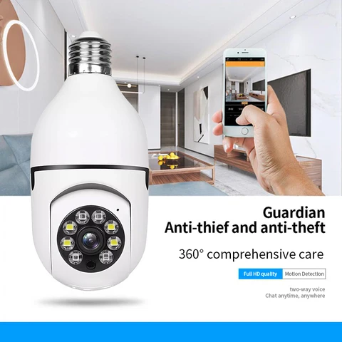 CCTV WIFI CAMERA BULB EASY INSTALLATION MOBILE APP CONTROL CAMERA  360° PANORAMIC BULB CCTV WiFi IP PTZ PAN & TILT ROTATING CAMERA 360° PANORAMIC BULB CCTV WiFi AP HOTSPOT CAMERA WITH LED MOTION SENSO