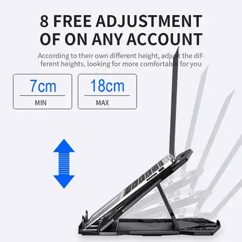 Laptop stand with phone holder ABS +silicone material,360° rotatable, foldable portable,with 8 adjustable height levels