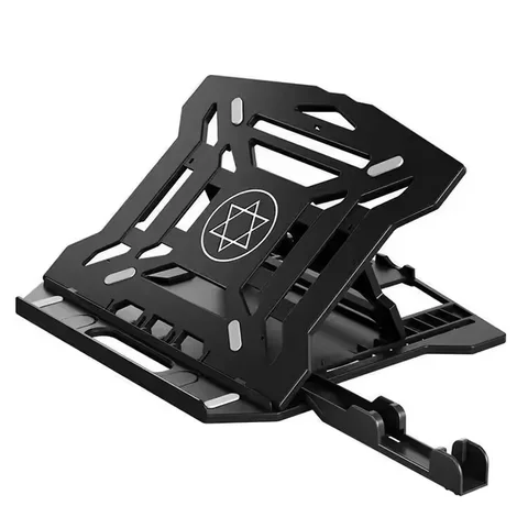 Laptop stand with phone holder ABS +silicone material,360° rotatable, foldable portable,with 8 adjustable height levels