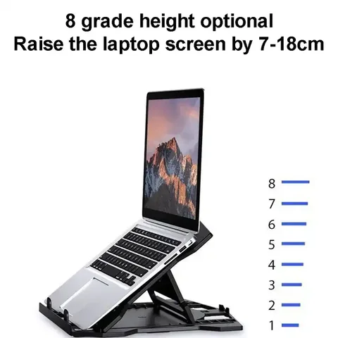Laptop stand with phone holder ABS +silicone material,360° rotatable, foldable portable,with 8 adjustable height levels