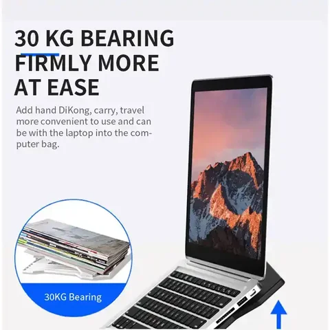 Laptop stand with phone holder ABS +silicone material,360° rotatable, foldable portable,with 8 adjustable height levels