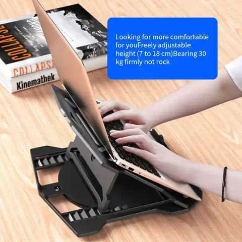 Laptop stand with phone holder ABS +silicone material,360° rotatable, foldable portable,with 8 adjustable height levels