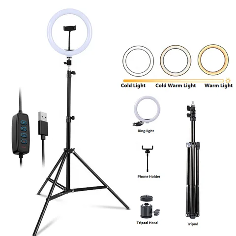 10 Inch Ring Light With 2.1m (210CM) Tripod Stand for vlogging, photography, make up application, TikTok, podcast YouTubers