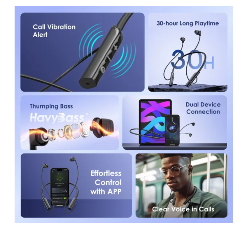 oraimo Necklace Lite Call Vibration Wireless Headphones
