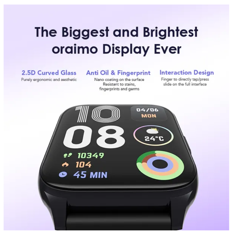 oraimo Watch 4 Plus 2.01″ HD IP68 Smart Watch